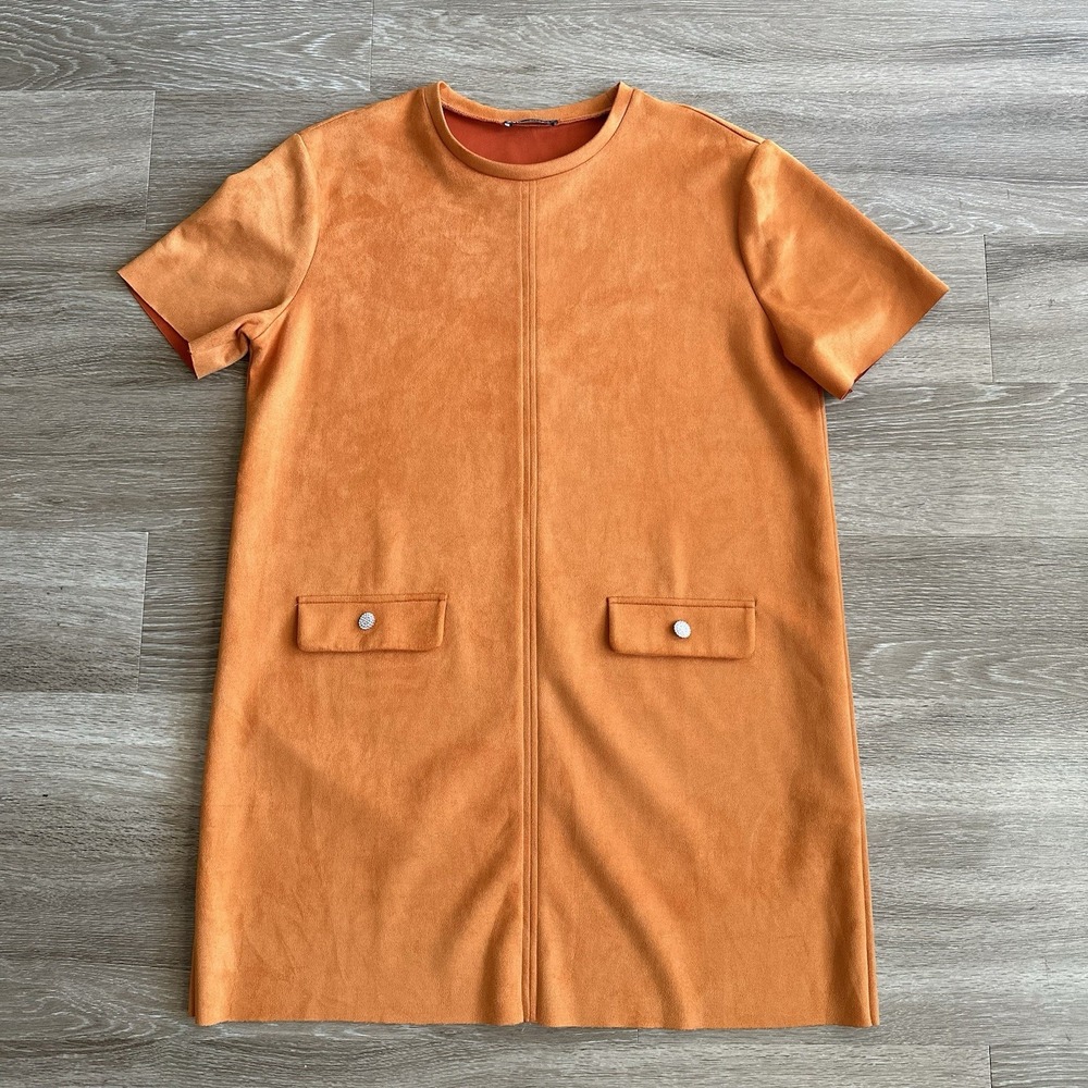 Zara Short Sleeve Shirt Dress Orange Women's XL